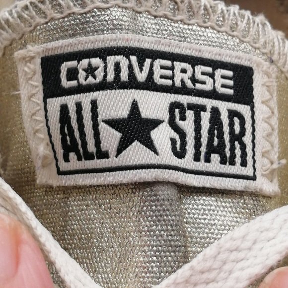 Converse All Star Womens Sneaker Gold Metallic Lace Up Round Cap Toe Flat 7‎ - Picture 8 of 9